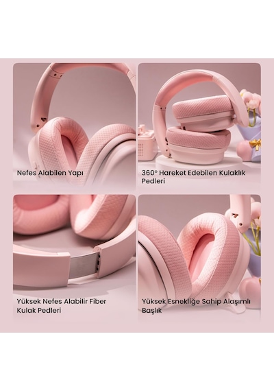 Aula G7 Pro Tri Mode Kablosuz Rgb Gaming Mikrofonlu Oyuncu Kulaklığı 7.1 Surround Ses 40mm Driver Düşük Gecikme E-spor Kulaklık Pembe