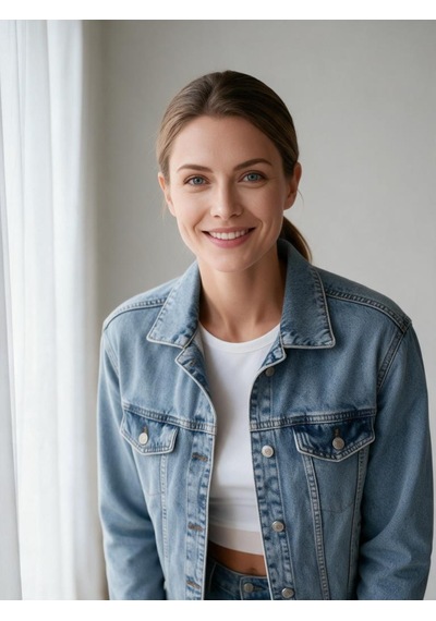 Nealirsanall.com Kadın Klasik Kesim Açık Mavi Denim Kot Ceket
