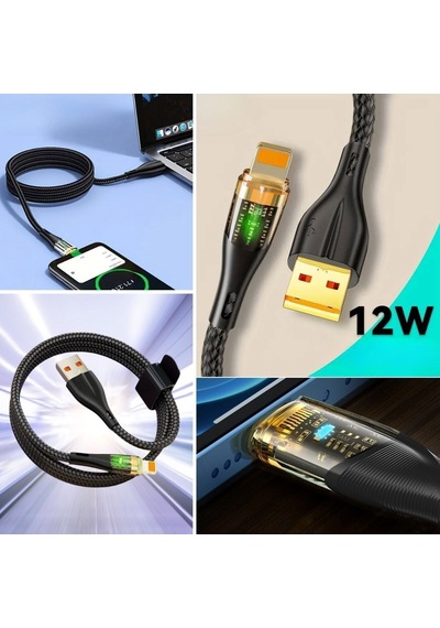Led Işık Uçlu Sağlam İp Kablolu Usb To Lightning Hızlı Şarj Kablosu Çok Renkli