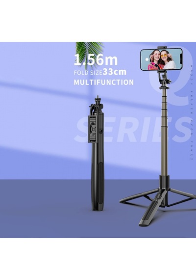 Q6 Katlanabilir Çok Fonksiyonlu Selfie Tripod Vlog Uzaktan Kumandalı 4 İn 1 Android Ios