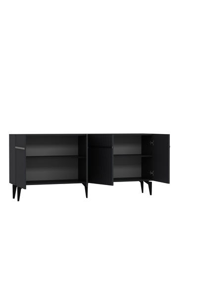 Fontana Lazer Pleksi Desen Konsol Tv Sehpası Çok Amaçlı Dolap 180 Cm Ag Antrasit - Gümüş