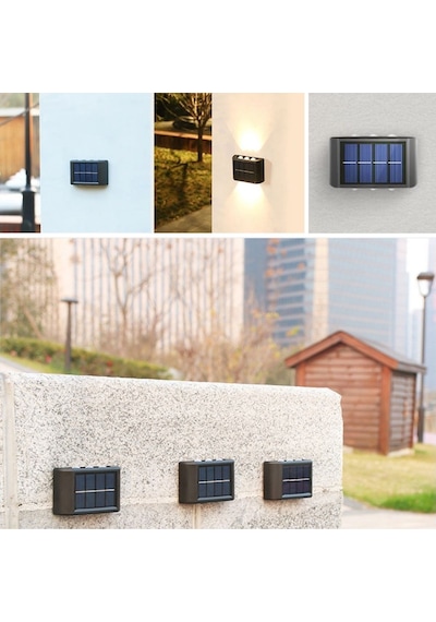 6 Ledli Solar Güneş Enerjili Aplik Led, Dekoratif Duvar Monteli Gün Işığı Led 525089al42yt0042