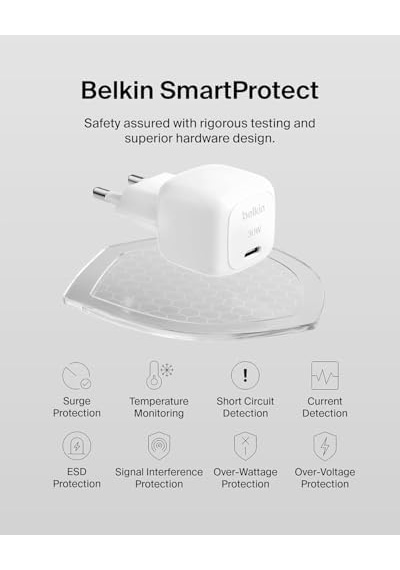 30w Kompakt Duvar Şarj Cihazı, Usb-c Power Delivery Hızlı Şarj,, Galaxy, İpad, Airpods, Tablet & Daha Fazlası İçin, Usb-c - Lightning Kablo İle, Beyaz