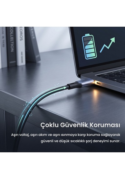 Veggieg 100w 5a Usb 3.2 Gen2 20 Gbps 8k 60hz Type-c Görüntü Şarj Ve Data Kablosu 1 Metre
