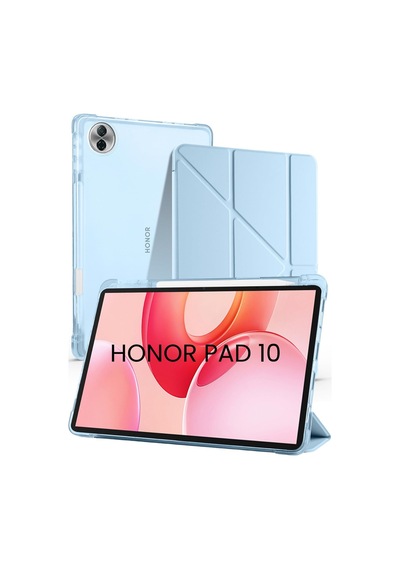 Honor Pad 10 12.1 İnç İle Uyumlu Standlı Kalem Bölmeli Uyku Modlu Akıllı Tablet Kılıf Kapak - Mavi