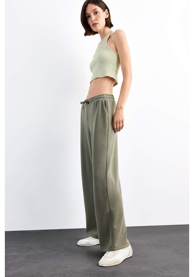 Defacto Relax Fit Beli Lastikli Düz Paça Modal Pantolon G1086ax25smkh258 Haki