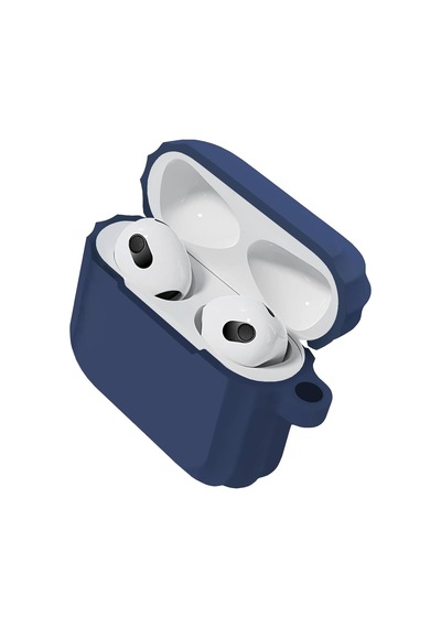 Airpods 3 Uyumlu Rubber Silicone Case Kancalı Yumuşak Silikon Kılıf Airpods 3 Uyumlu Kulaklık Kılıfı Mavi