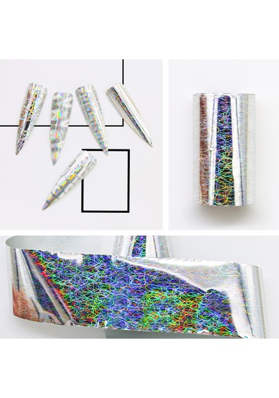 10lu Tırnak Süsleme Folyosu Holografik Geometri Dizayn Nail Art Transfer Folyo Wnf-273