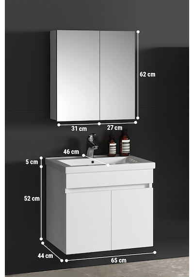 Çiğdem 65 Cm Beyaz Balon Mdf Seramik Lavabolu Asma Banyo Dolabı Takımı Çiğdem 65 Cm Beyaz Balon Mdf Seramik Lavabolu Asma Banyo Dolabı Takımı