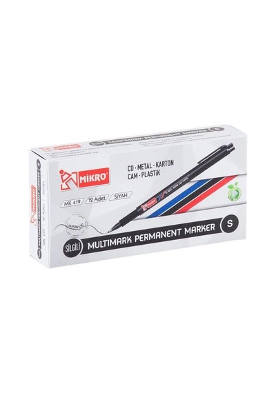 Mikro Asetat Kalemi Permanent S Seri Siyah Mk-419 12 Adet Siyah