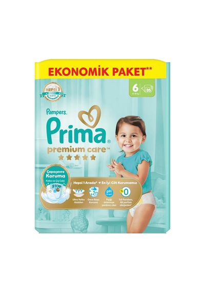 Prima Bebek Bezi Premium Care 6 Beden 13-18 Kg 35 Adet - 2 Adet Tarı 2 Numara