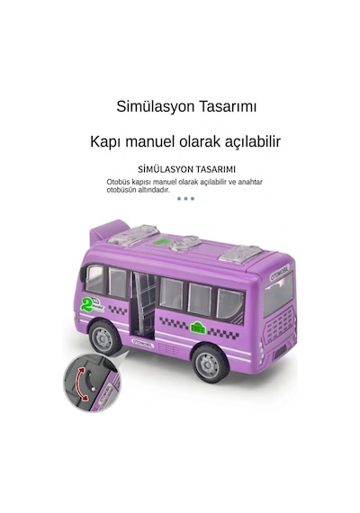 Oyuncak Otobüs Kapıları Açılabilen Sürtmeli Pilsiz Güvenli Minibüs Araba