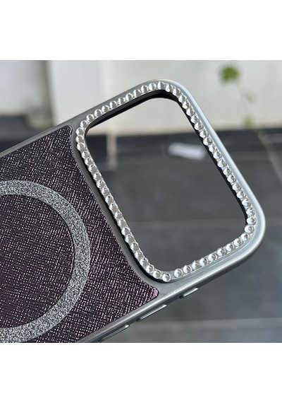 Apple iPhone Uyumlu 17 Pro Max Uyumlu - Simli Magsafeli Kamera Çevresi Taşlı Yanları Silikon Kılıf Beyaz Apple iPhone Uyumlu 17 Pro Max Uyumlu - Simli Magsafeli Kamera Çevresi Taşlı Yanları Silikon Kılıf Beyaz