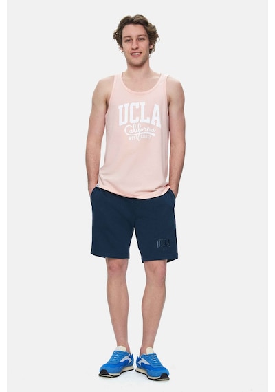 Ucla Pebble Toz Pembe Sıfır Kol Baskılı Oversize Erkek Tshirt Toz Pembe