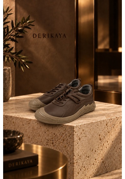 Derikaya Urban Erkek Kahverengi Delikli Yan Panel Detaylı Bağcıklı Sneaker