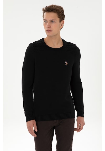 U.S. Polo Assn. Erkek Slim Fit Bisiklet Yaka Siyah Kazak 50314975-VR046