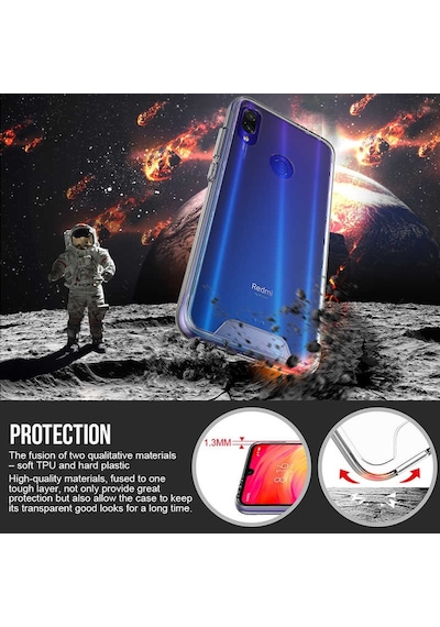 Kilifone - Redmi Note 7 Uyumlu Kılıf Koruyucu Sert Şeffaf Gard Silikon - Renksiz - T10547