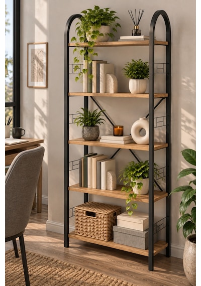 Sulorahome Metal Kitaplık Atlantik Çam Desenli 180 Cm 5 Raflı Atlantik Çam - Siyah Sulorahome Metal Kitaplık Atlantik Çam Desenli 180 Cm 5 Raflı Atlantik Çam - Siyah