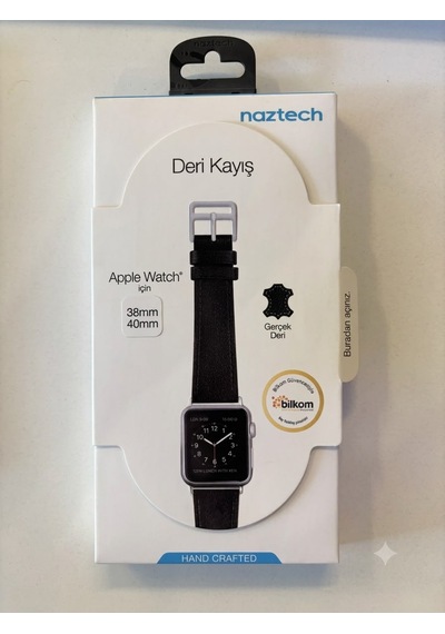 Naztech Apple Watch 1-2-3-4-5 Uyumlu 38-40 Mm Deri Kayış Siyah