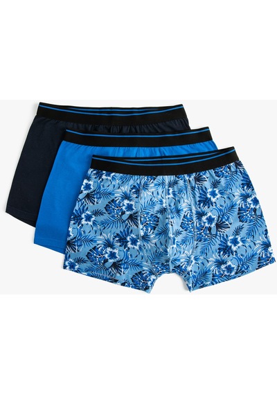 Koton 3'Lü Boxer Seti Çiçekli Baskılı Çok Renkli Mavi 4Slm90026Mk Mavi Koton 3'Lü Boxer Seti Çiçekli Baskılı Çok Renkli Mavi 4Slm90026Mk Mavi