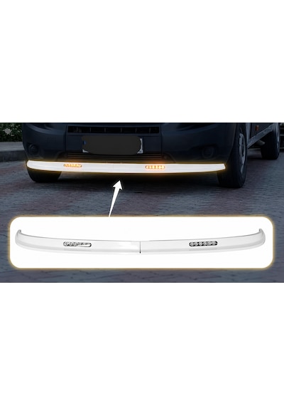 Ford Transit 2007-2013 Ön Tampon Eki Karlık Led'li İnce Model Parlak Beyaz Plastik