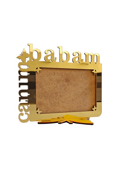 Babalar İçin Gold Aynalı Pleksi Fotoğraf Çerçevesi Canım Babam