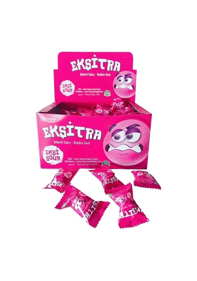 Ekşitra Çilek Aromalı Ekşi Şekerli Sakız 100 Adet