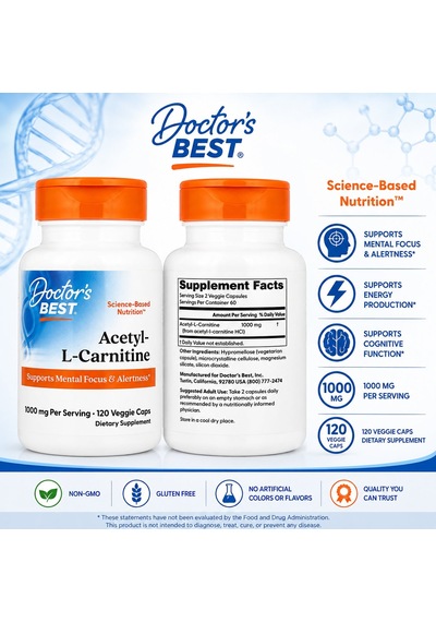 Doctor's Best Acetyl-l-carnitine Hcl 1000 Mg 120 Veggie Caps Diğer