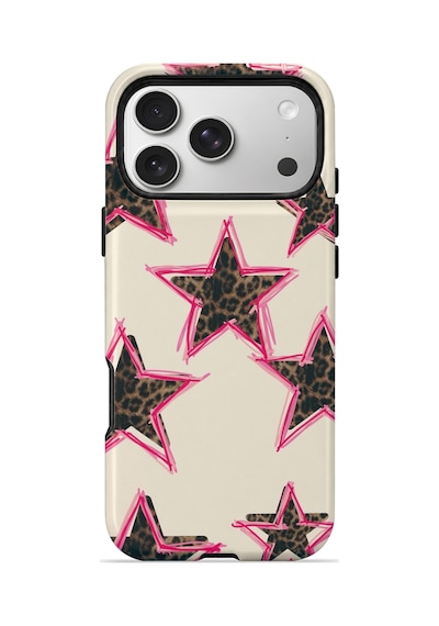 Velvoria Valestra Pembe Leopar Yıldız Apple iPhone Uyumlu 17 Pro Darbe Korumalı Kılıf Valestra Select - Pembe Leopar Yıldız