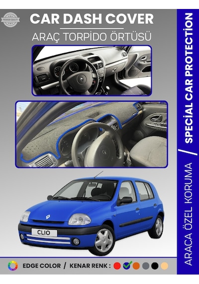 Renault Clıo 2 Ekranlı + Çukurlu 2001-2012 Torpido Örtüsü Ön Göğüs Koruma Torpido Koruma - 600 Stiloto