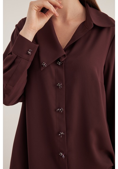 Aker 24aw02683112 Büyük Beden Bluz 24aw02683112 043 Mürdüm Mürdüm
