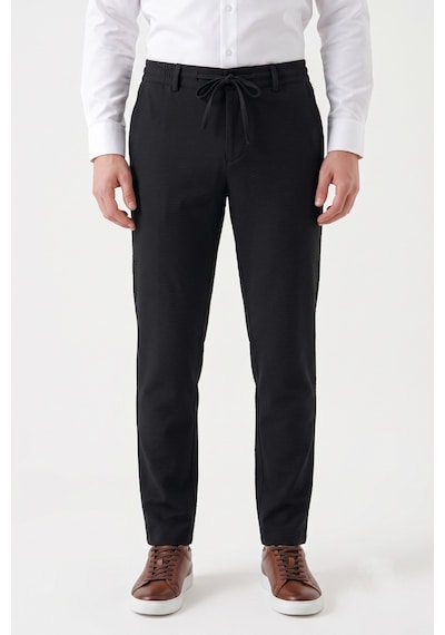 Günce Erkek Regular Kalıp Jogger Pantolon Gofre Kumaş Bgl-st05632 Siyah