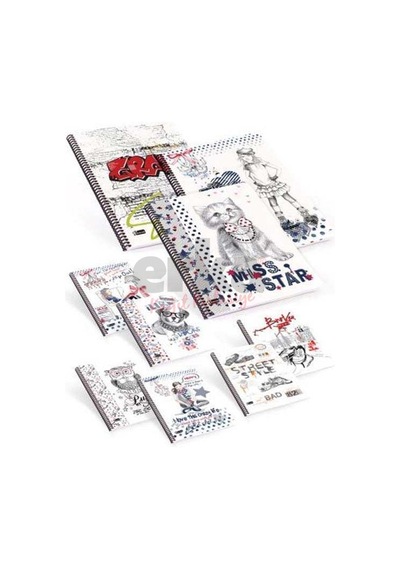 Keskin Color Silver 80Yp Pp Spiralli Çizgili Defter