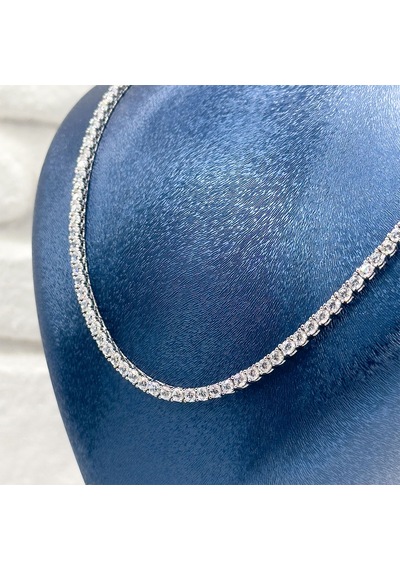Su Yolu Pırlanta Montür Gümüş Gerdanlık - 3mm - Lvrkly25 Gümüş