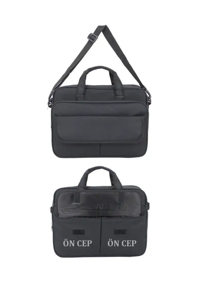 Case Club 104 Basic Siyah Evrak Laptop Çantası 15,6 Inç Omuz Askılı Su Geçirmez Kumaş Siyah