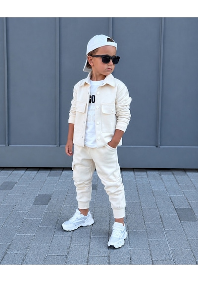 Kokoş Bebe Erkek Çocuk Good Boy Hırkalı 3'lü Takım - 4/12 Yaş - 31896 Krem
