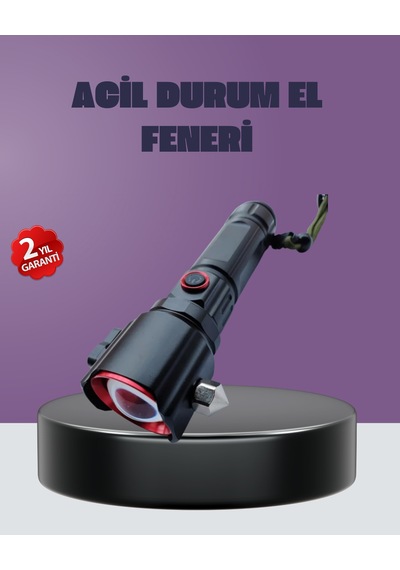 Güçlü Işıklı El Feneri Acil Durum Çekiç Ve Pusula Renkli