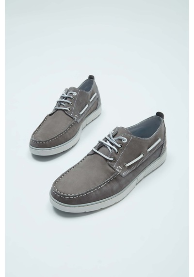 Tamer Tanca Erkek Hakiki Deri Gri Casual Ayakkabı 496 6554 Erk Ayk Y23 Grey Plume Gri