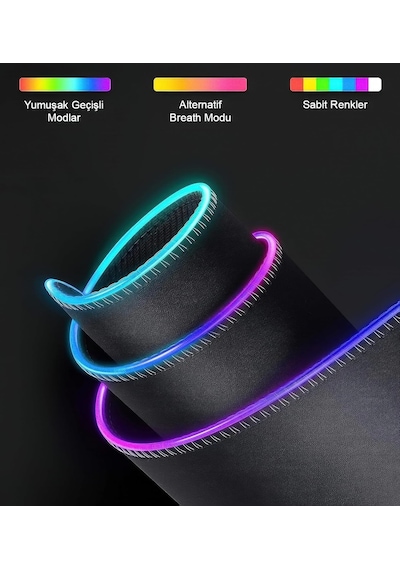 Rgb Led Gaming Mouse Pad 80x30 Xxl - 13 Renk Mod, Gaming Mousepad Işıklı, Oyuncu Büyük Keyboard