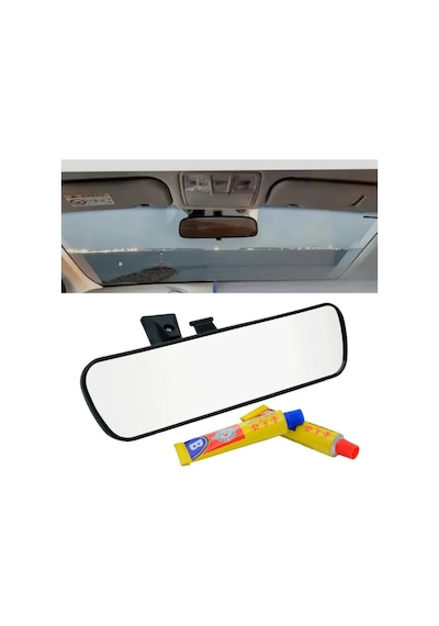 Oto Dikiz Aynası Araba İç Dikiz Aynası 21x5cm Yapıştırma Metal Ayaklı