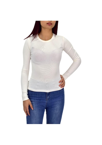 Kadın Düz Renk Vücuda Oturan Uzun Kollu Sweatshirt Bgl-st04296 Ekru