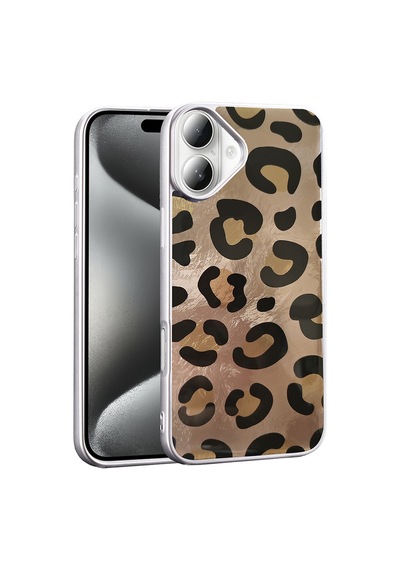 Apple Uyumlu iPhone 16 Plus Kılıf Desenli Zore Mep Kapak Gold Leopar