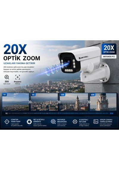 Uniywell 5mp Aı Akıllı Motorize Speed Ptz Bullet Kamera 100 Mt Ir 30m Renkli