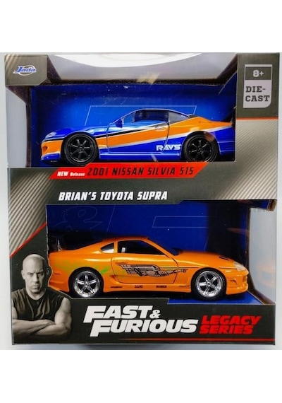 Jada 2001 Nissan Silvia 515 Brian's Toyota Supra 1/32 Model Araba