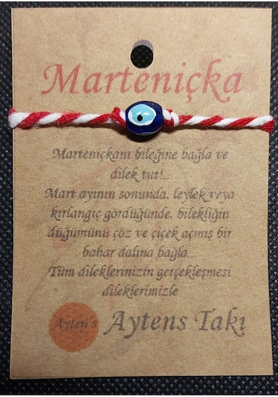 Marteniçka Dilek Şans Bilekliği Nazar Boncuklu Beyaz