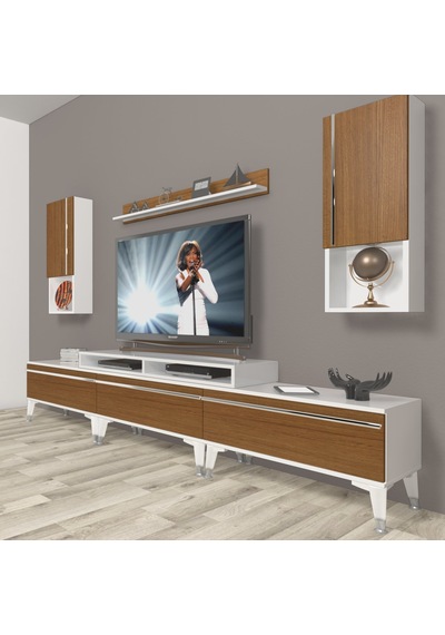 Decoraktiv Ekoflex 270ta Mdf Silver Tv Ünitesi Tv Sehpası Beyaz - Ceviz