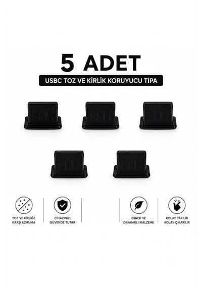 5 Adet Tüm Usb Portlara Uyumlu Toz Ve Kir Önleyici Usb Soket Koruyucu Tıpa