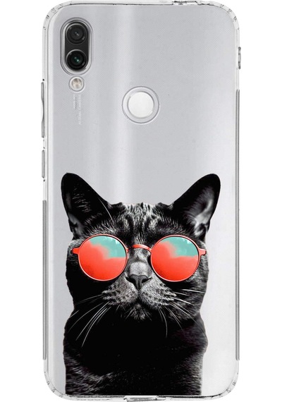 Xiaomi Redmi Note 7 İle Uyumlu Kedi 3 Kamera Korumalı Şeffaf Kılıf Şeffaf