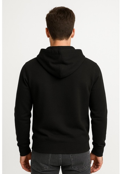 Axxel Erkek Siyah 2 İplik Fermuarlı Kapüşonlu Sweatshirt-w1084 Siyah