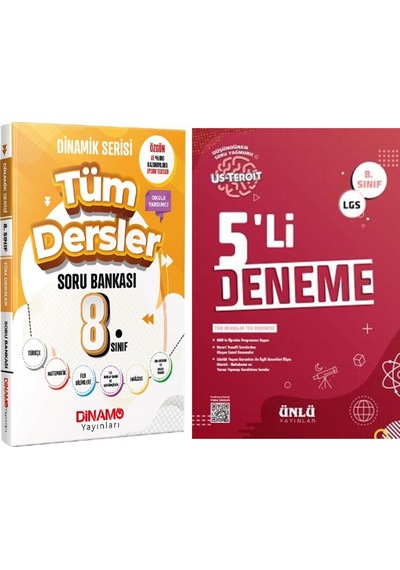 Dinamo Yayınları 8. Sınıf Tüm Dersler Dinamik Serisi Soru Bankası Ve Ünlü 5 Li Deneme Seti 2 Kitap